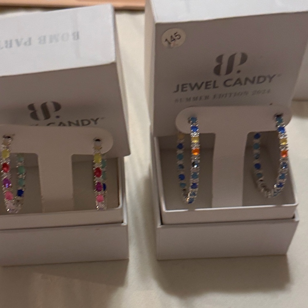 BOMB PARTY JEWEL CANDY Hoop Earrings 1 PAIR- $24.00ea Or 2 PAIR- $42.00both